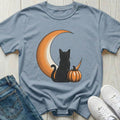 Black Cat with Pumpkin and Moon T-shirt
