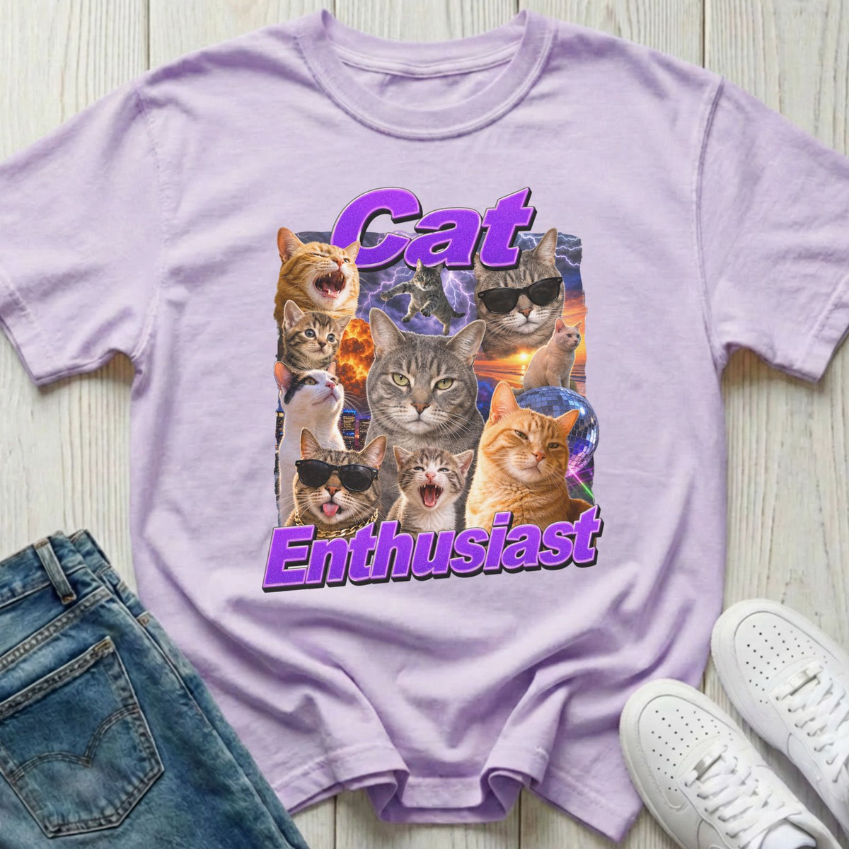 Cat Enthusiast Retro T-shirt