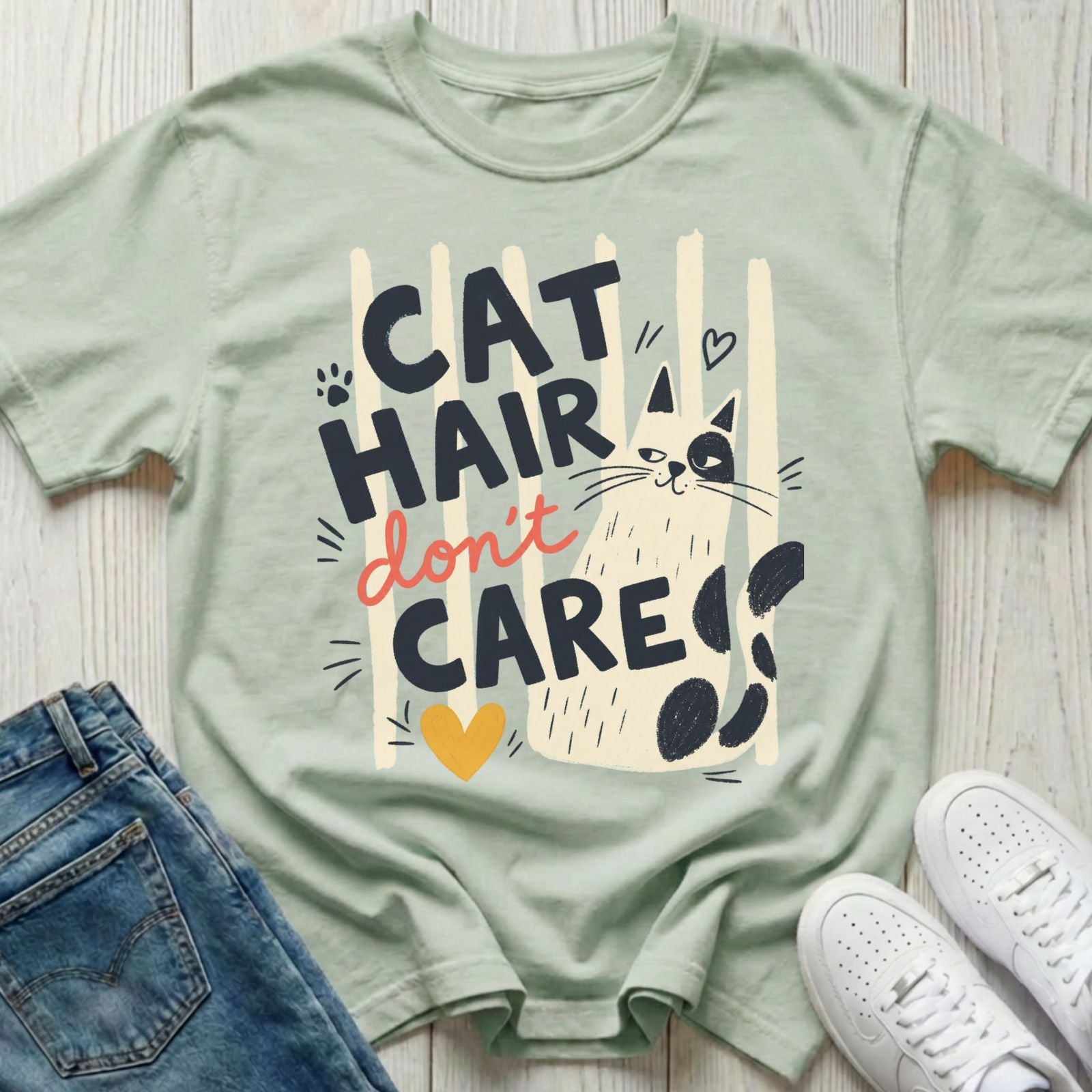 Cat Hair Don't Care T-shirt