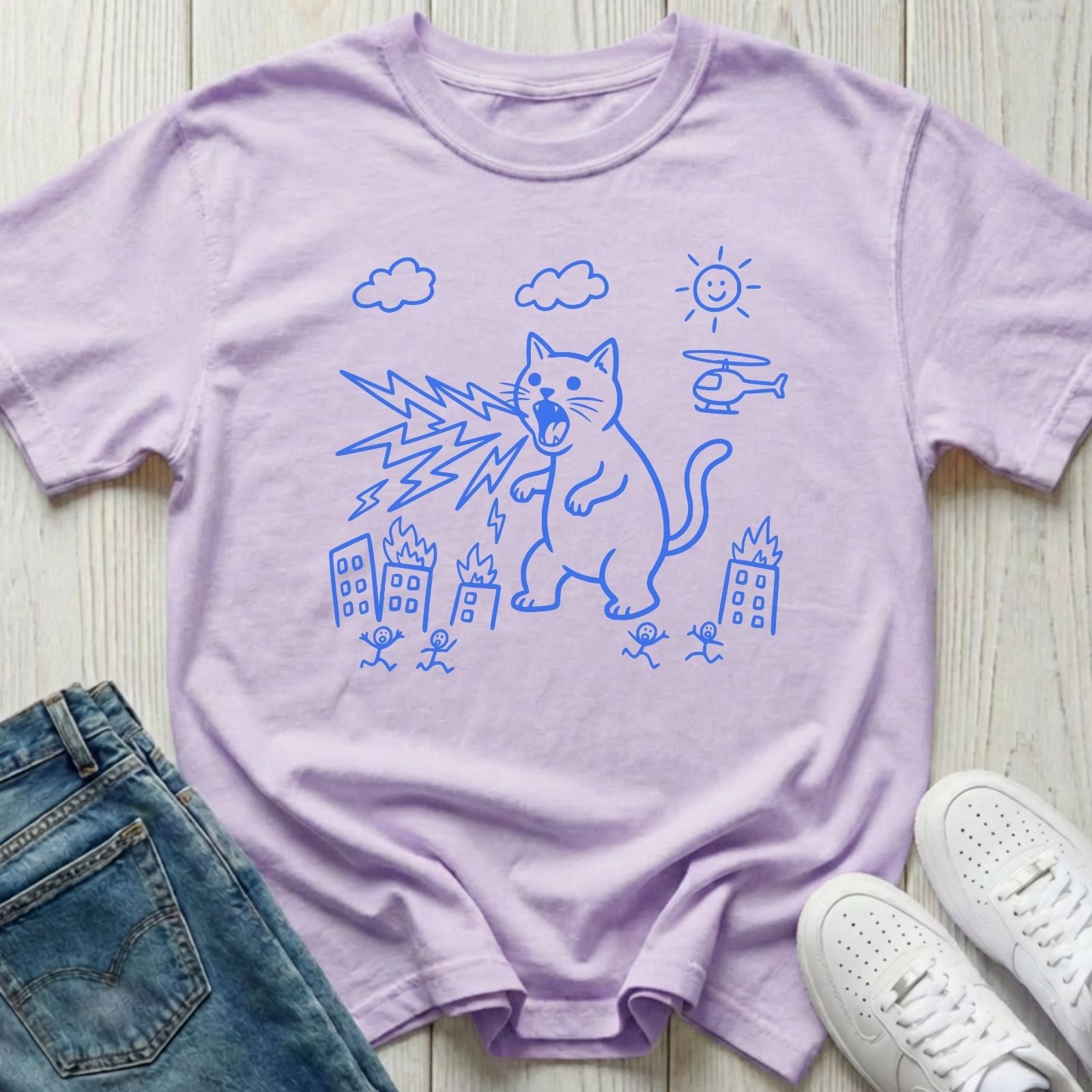 Catzilla Chaos Sketch T-shirt