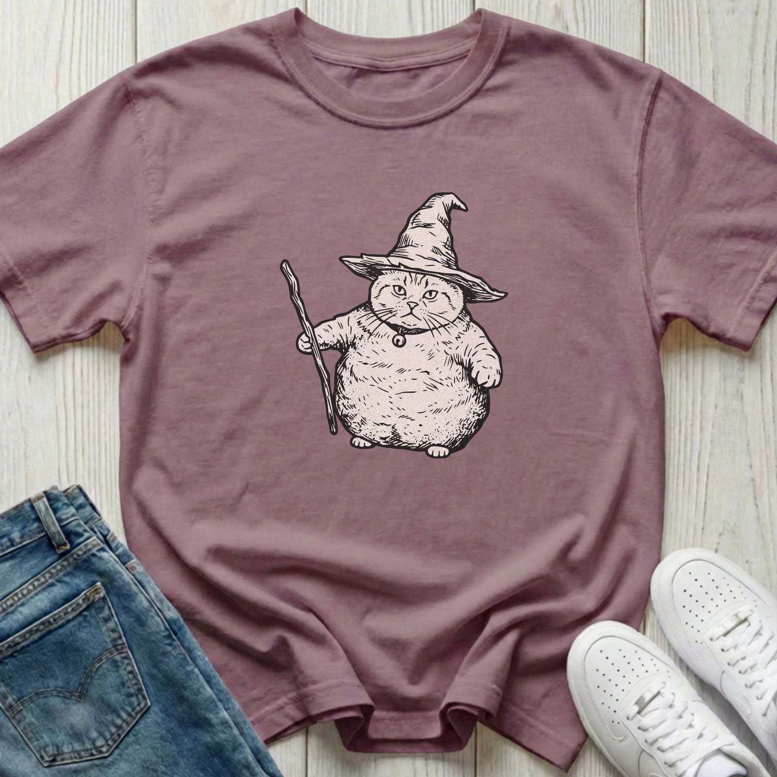 Chonk Cat Wizard Halloween T-shirt