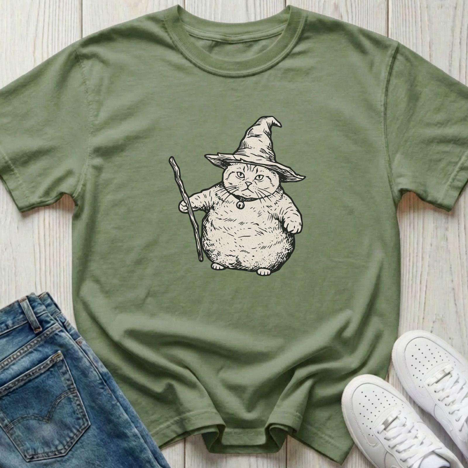 Chonk Cat Wizard Halloween T-shirt