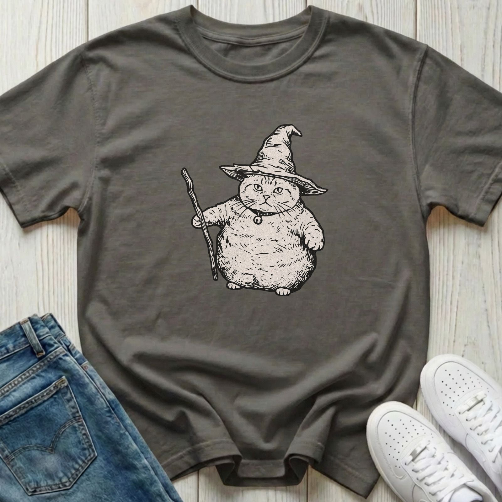 Chonk Cat Wizard Halloween T-shirt