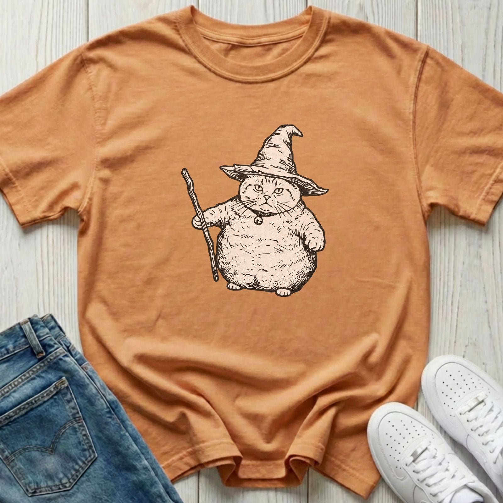 Chonk Cat Wizard Halloween T-shirt