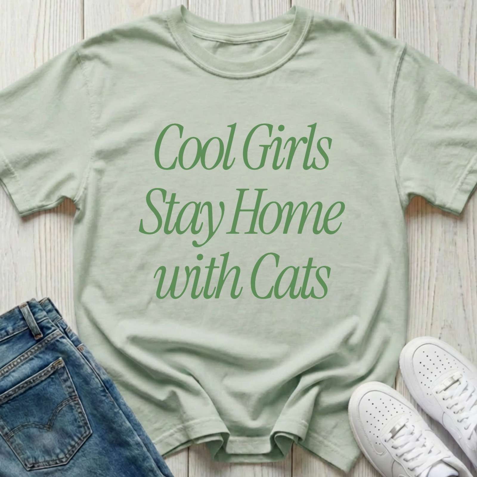 Cool Girls Stay Home with Cats T-shirt