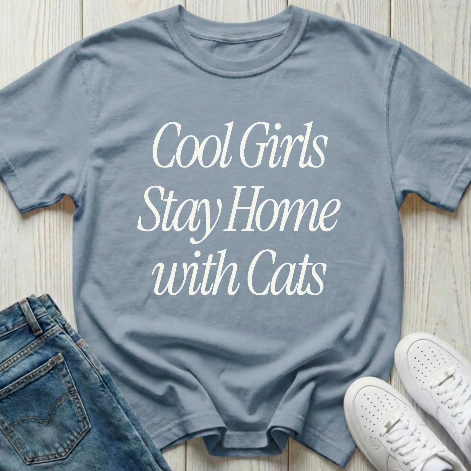 Cool Girls Stay Home with Cats T-shirt