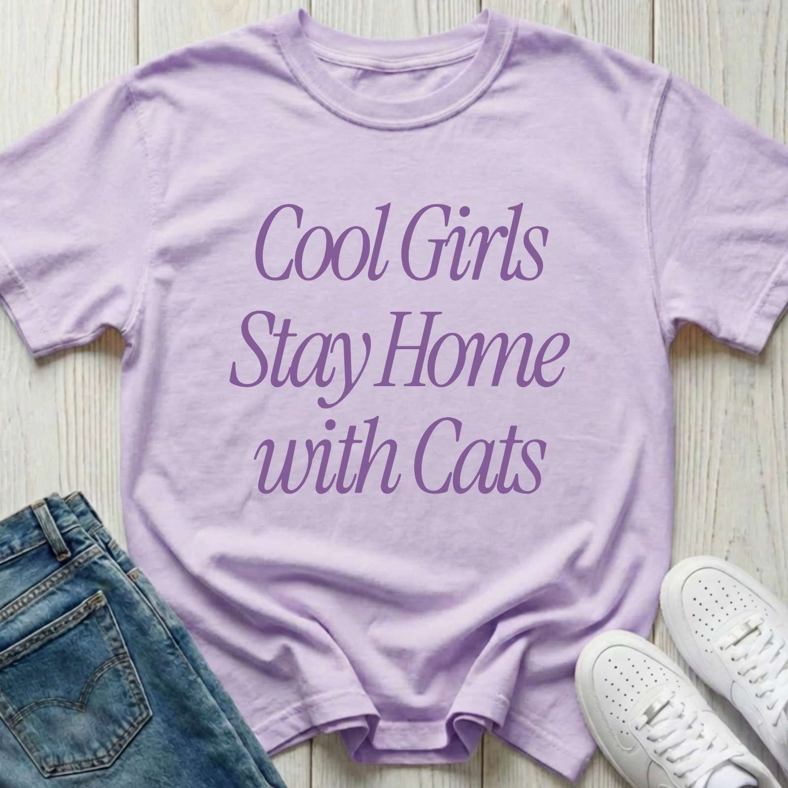 Cool Girls Stay Home with Cats T-shirt