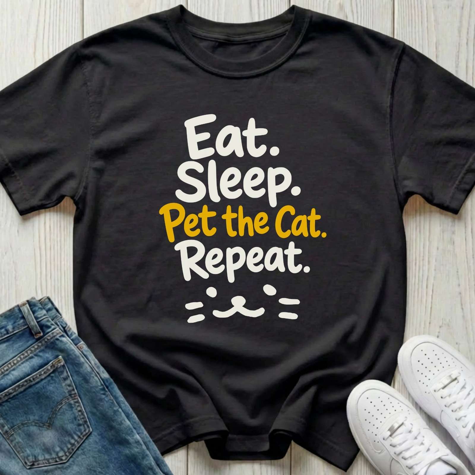 Eat Sleep Pet the Cat Repeat T-shirt