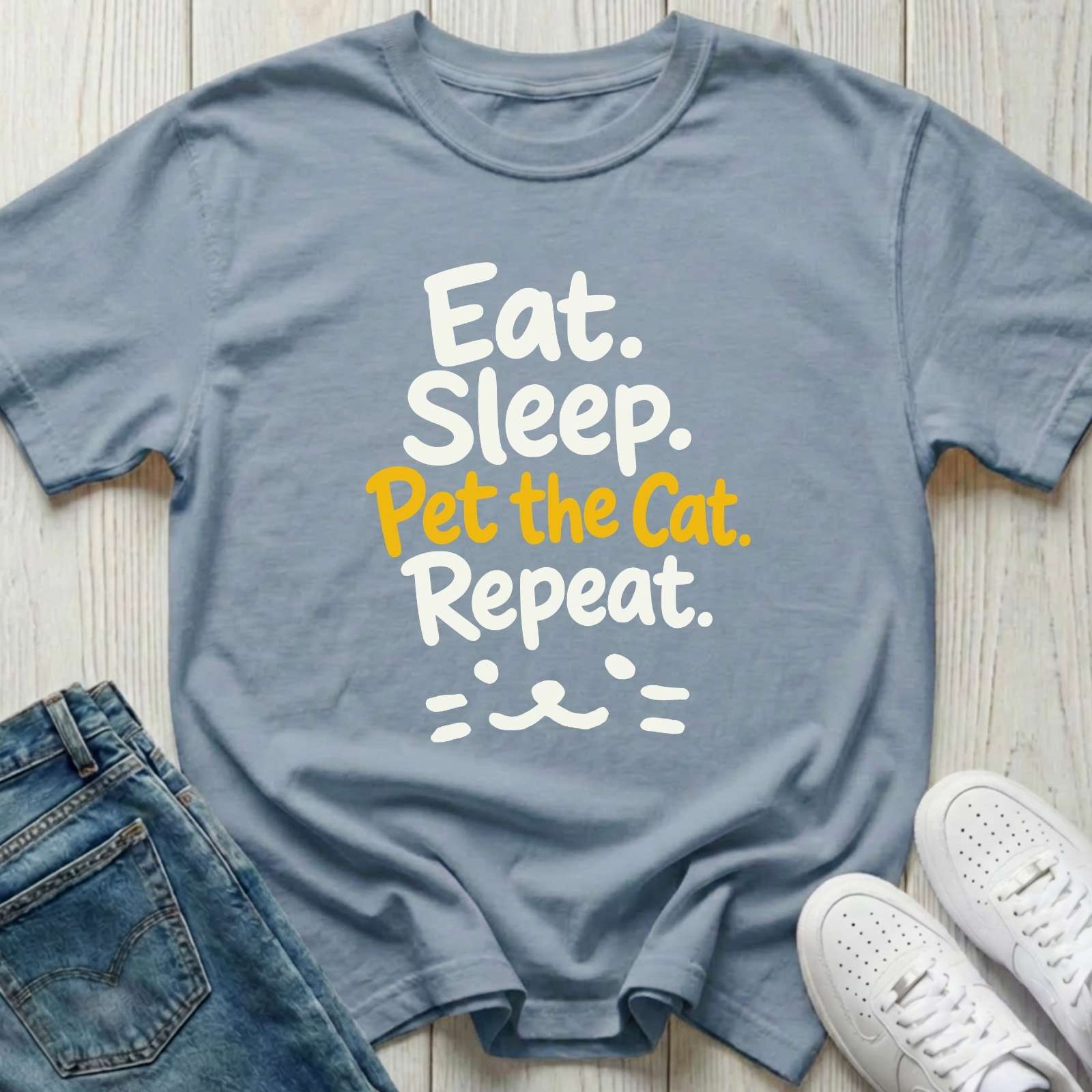 Eat Sleep Pet the Cat Repeat T-shirt