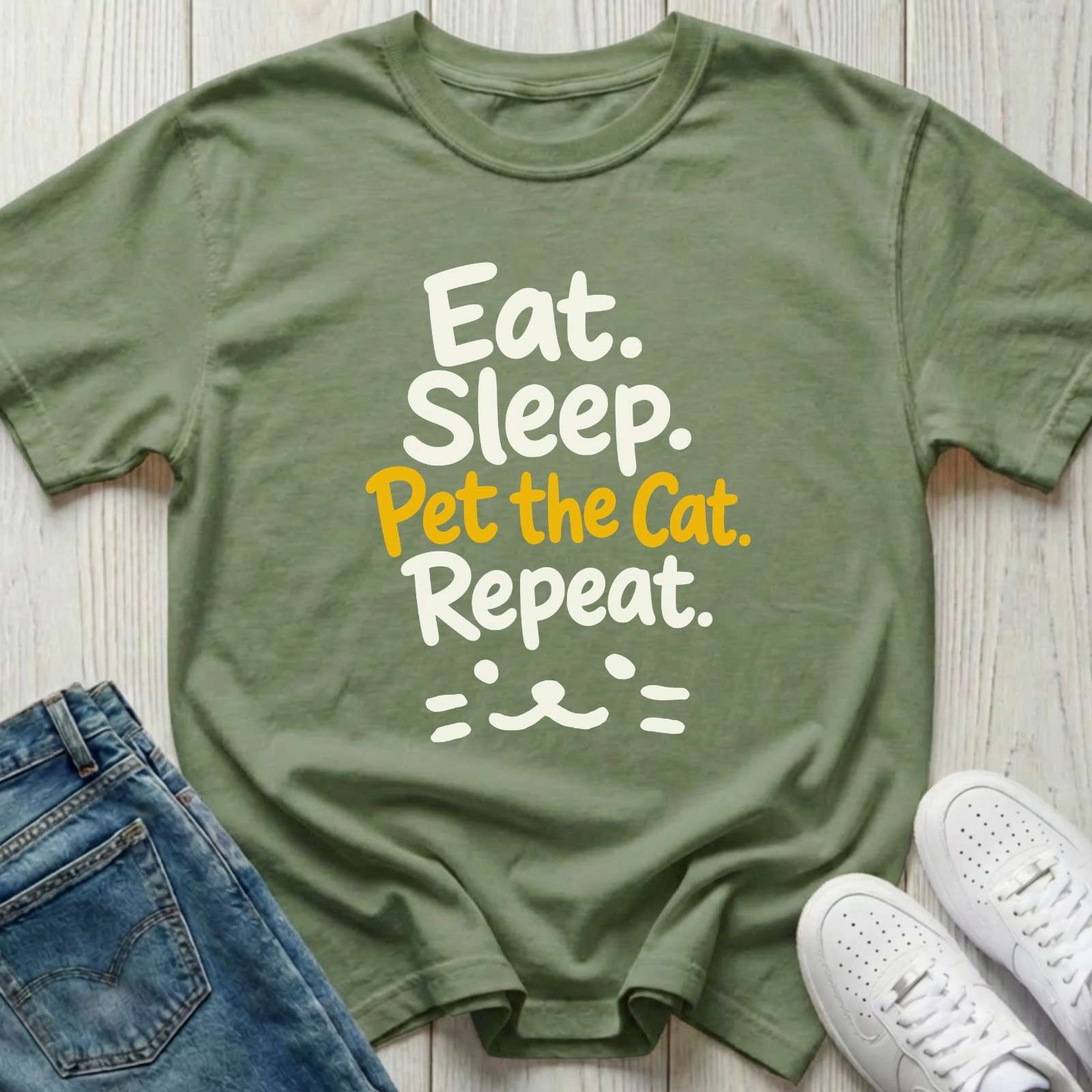 Eat Sleep Pet the Cat Repeat T-shirt