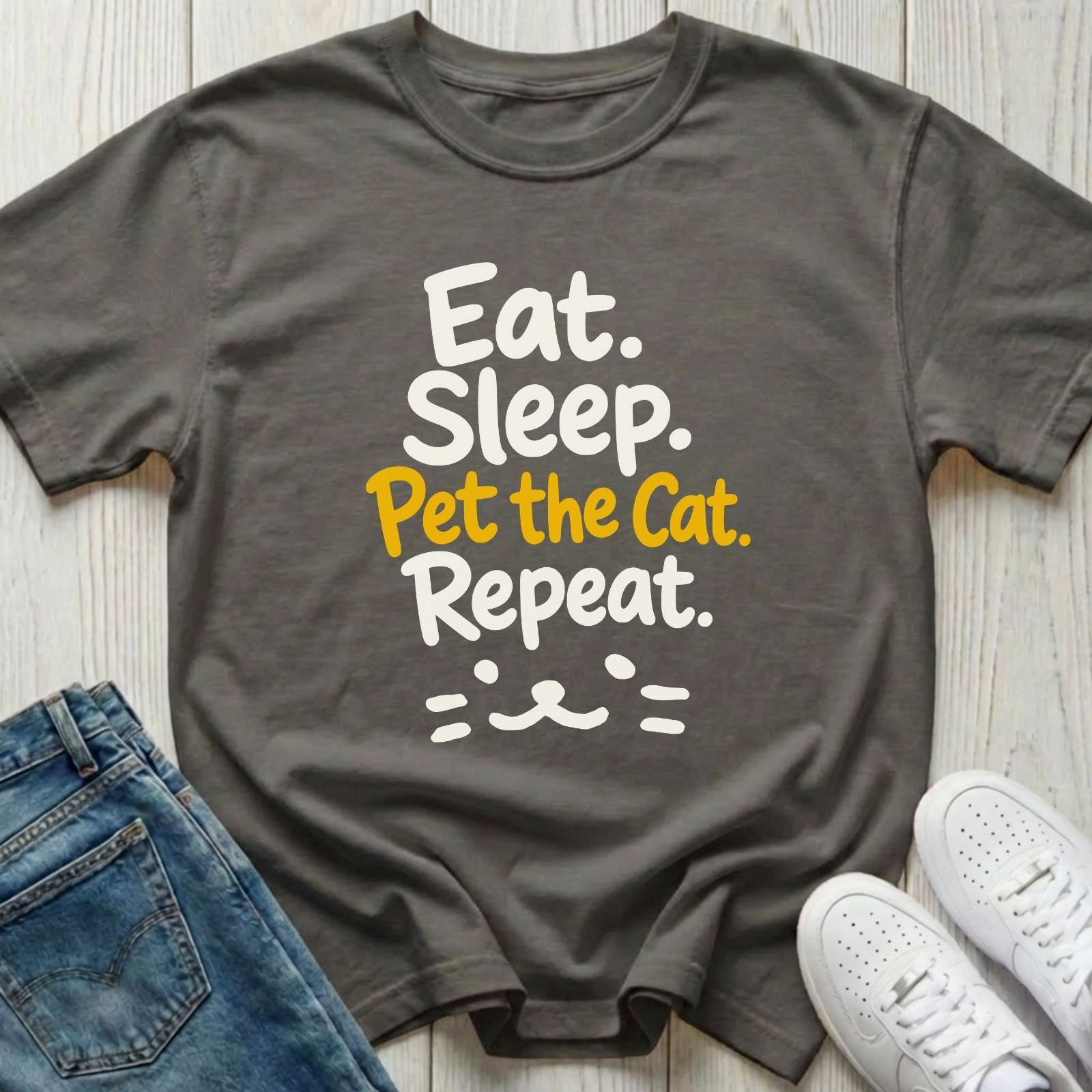 Eat Sleep Pet the Cat Repeat T-shirt