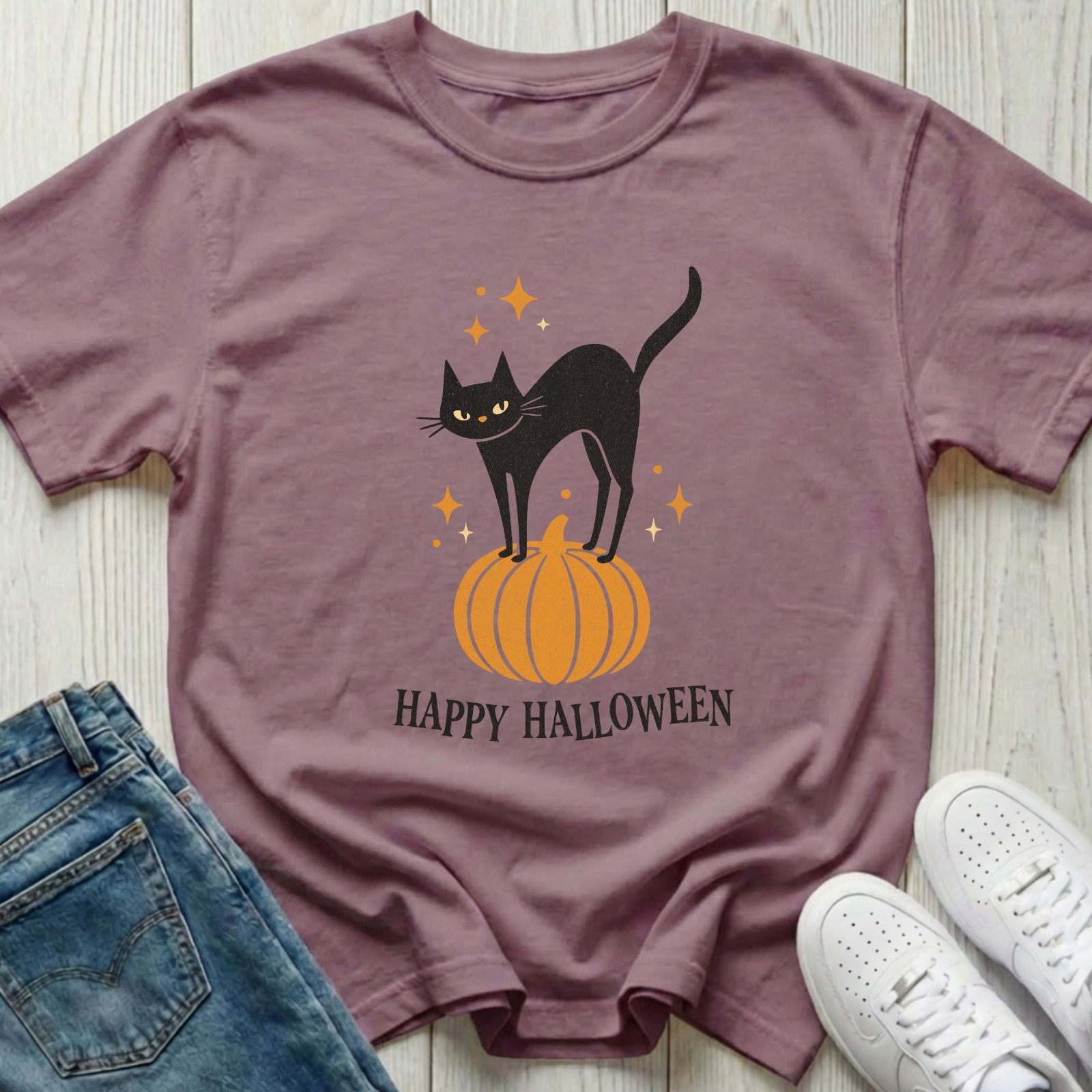 Happy Halloween Black Cat T-shirt