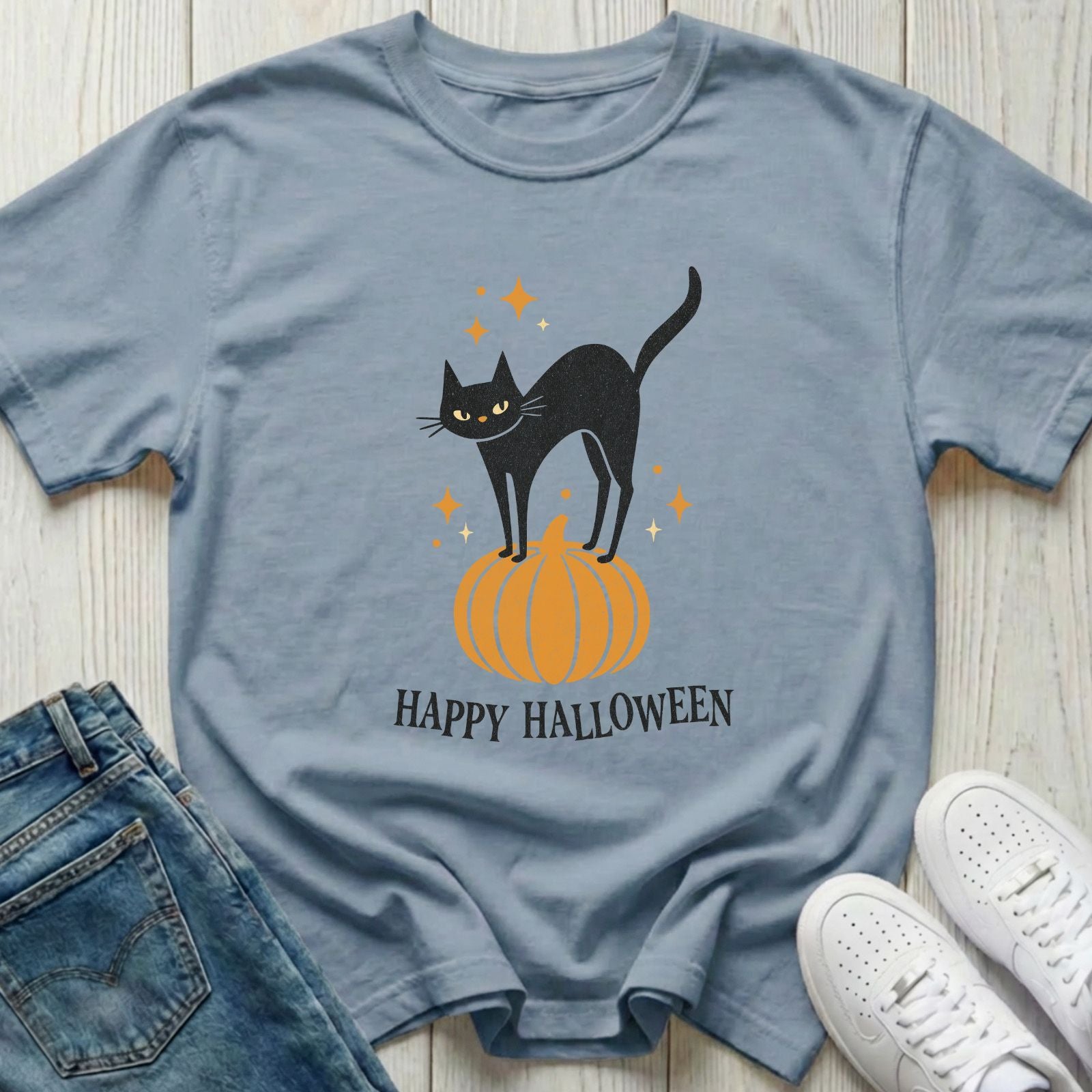 Happy Halloween Black Cat T-shirt