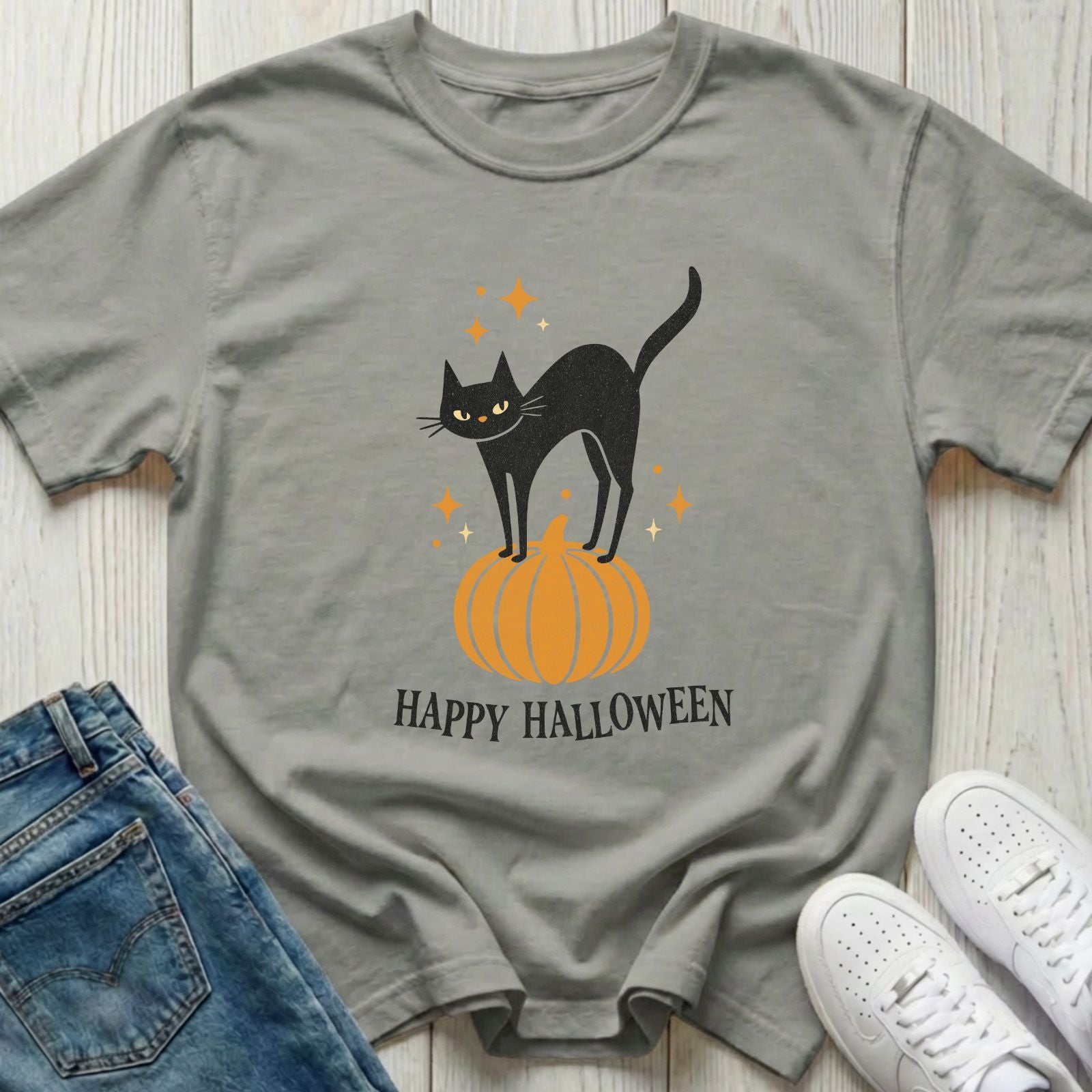 Happy Halloween Black Cat T-shirt