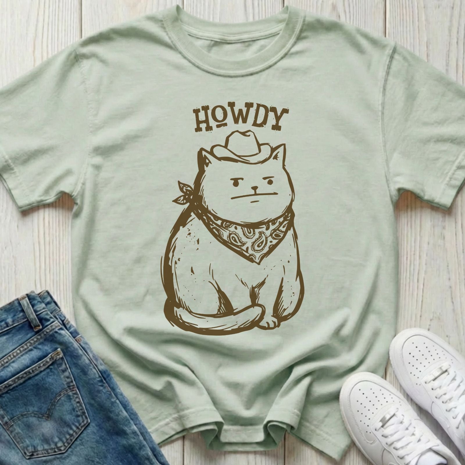 Howdy Cowboy Cat T-shirt
