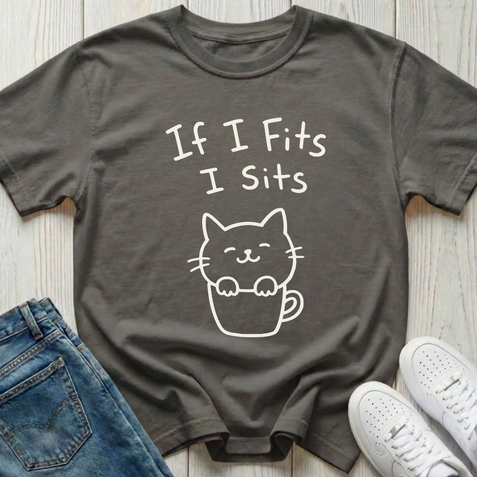 If I Fits I Sits Cat T-shirt