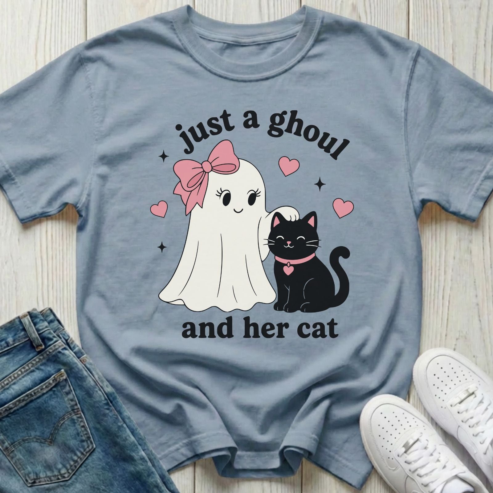 Just a Ghoul and Her Cat T-shirt