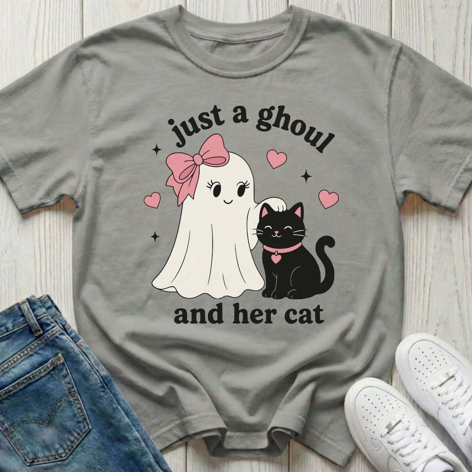 Just a Ghoul and Her Cat T-shirt