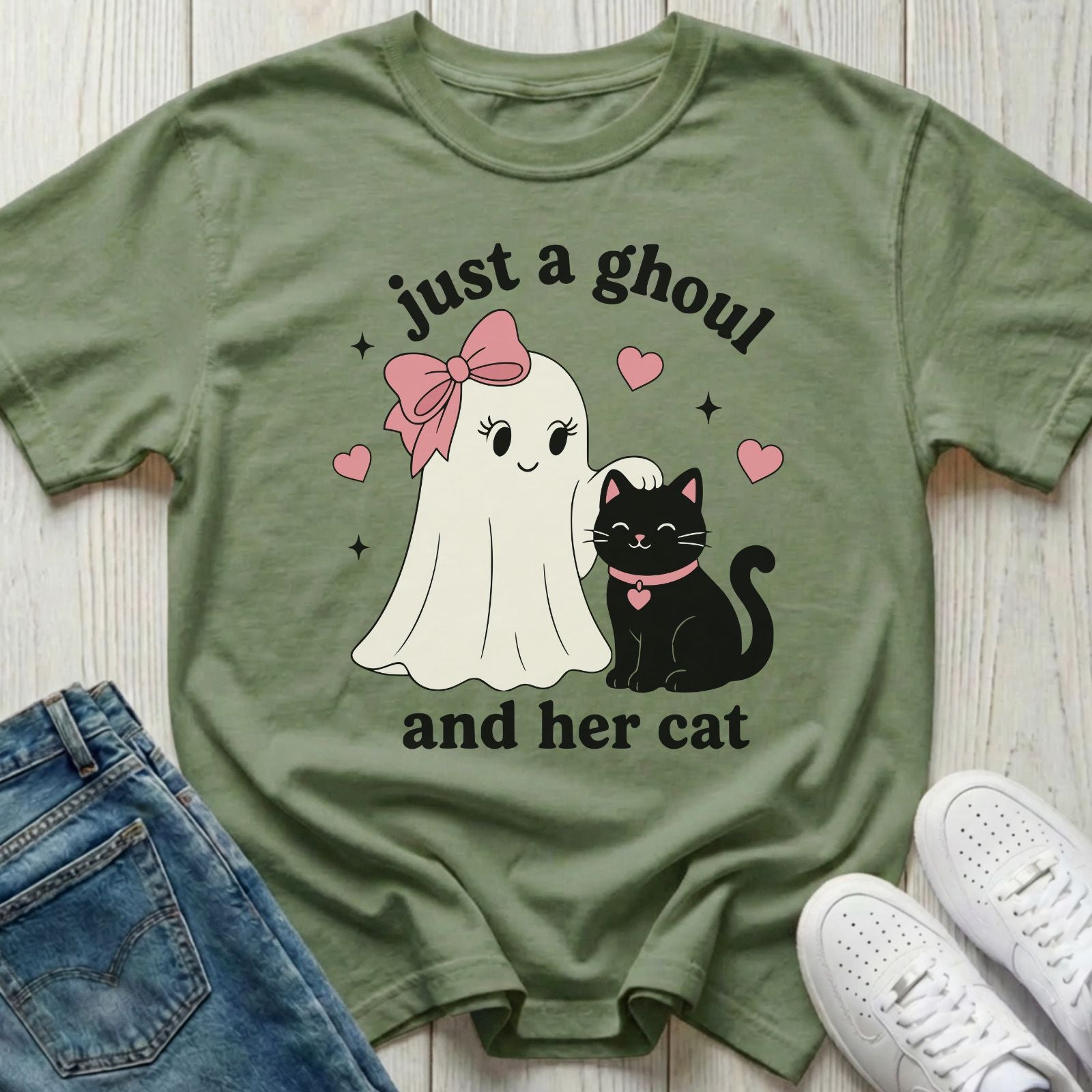 Just a Ghoul and Her Cat T-shirt