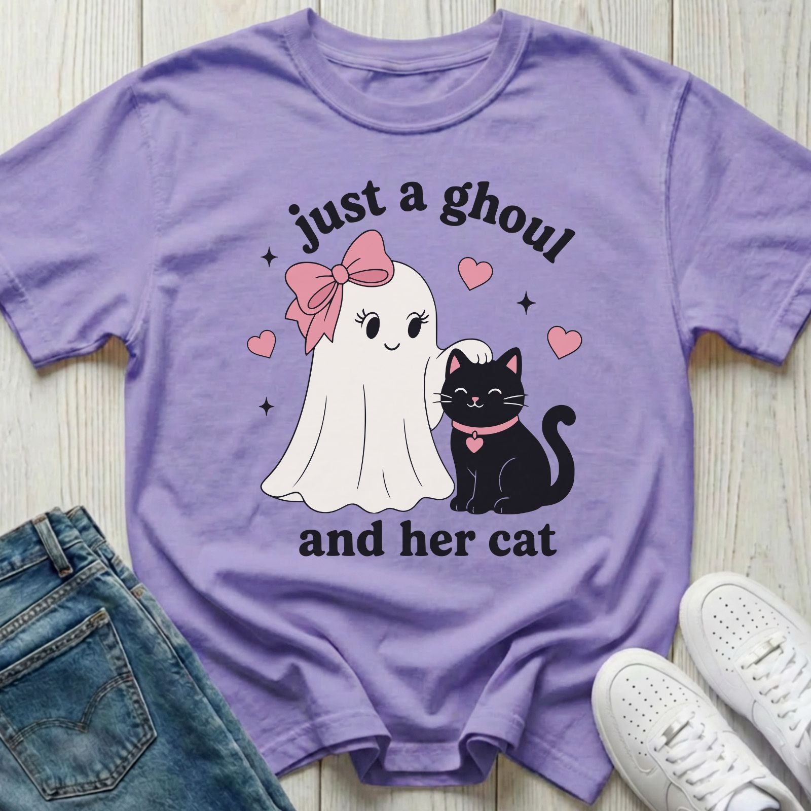 Just a Ghoul and Her Cat T-shirt