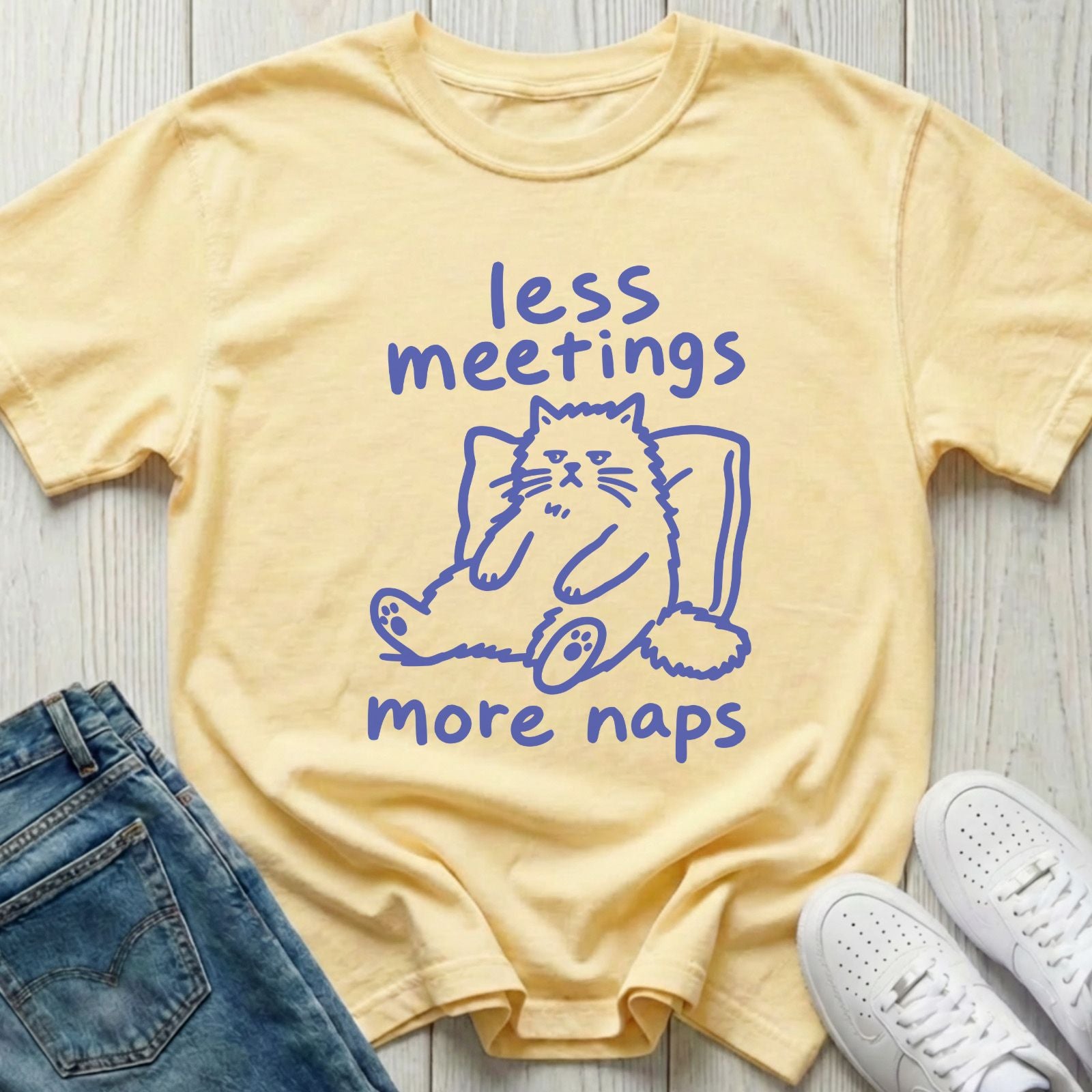 Less Meetings Cat T-shirt
