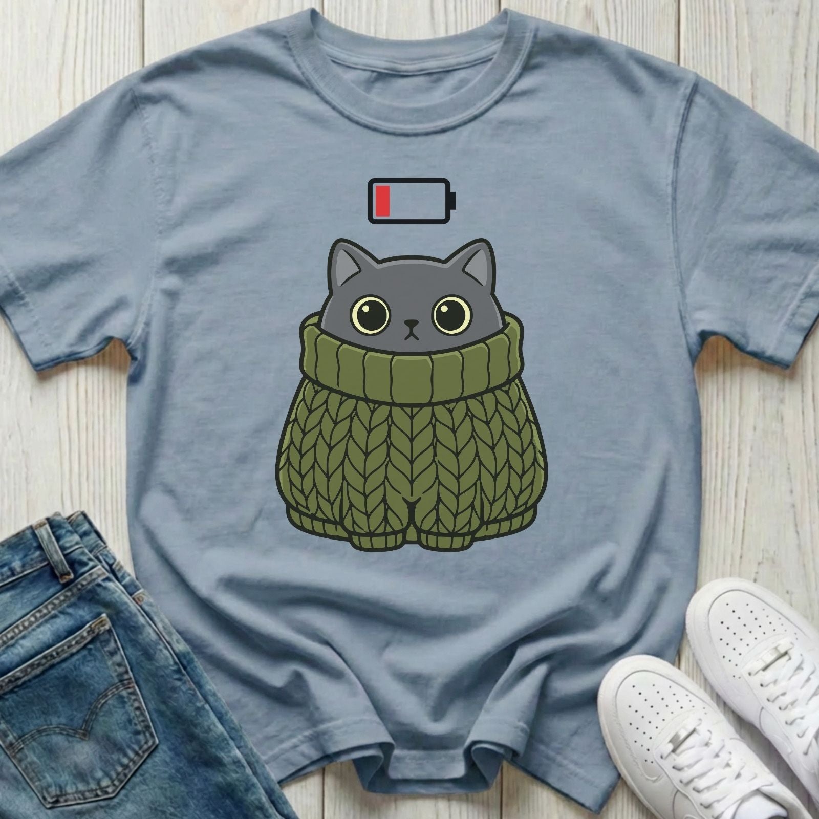 Low Battery Cat T-shirt