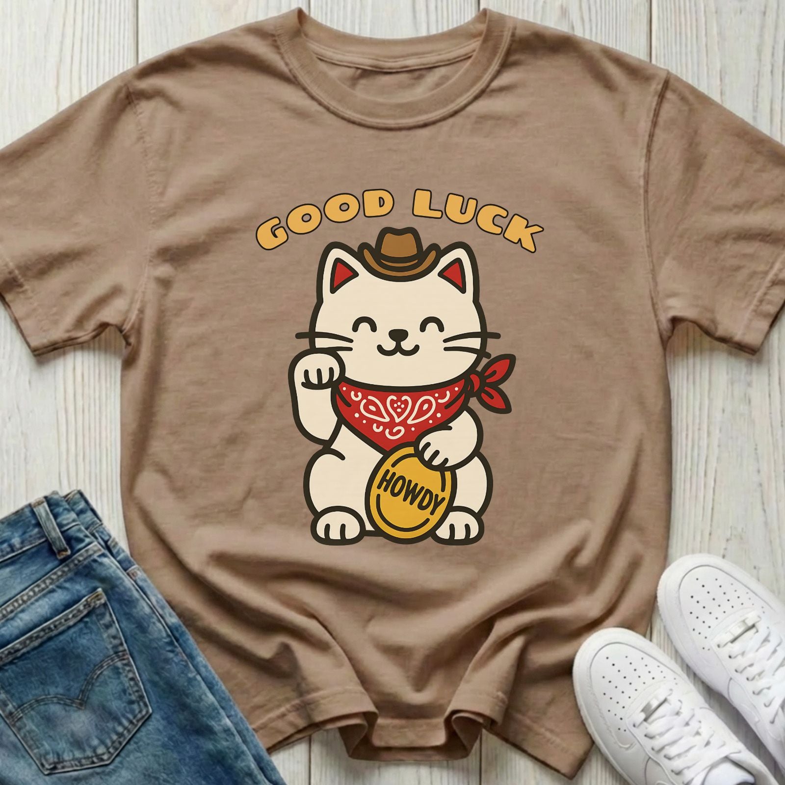 Lucky Cowboy Cat T-shirt