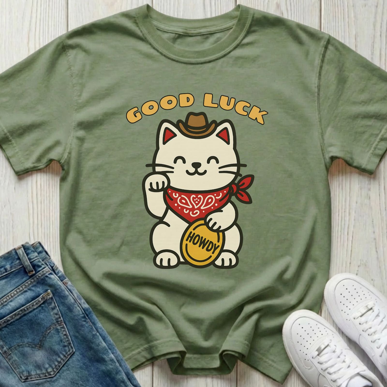 Lucky Cowboy Cat T-shirt