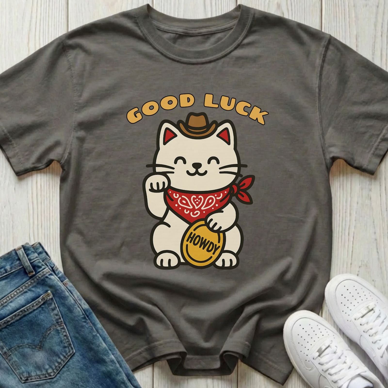 Lucky Cowboy Cat T-shirt