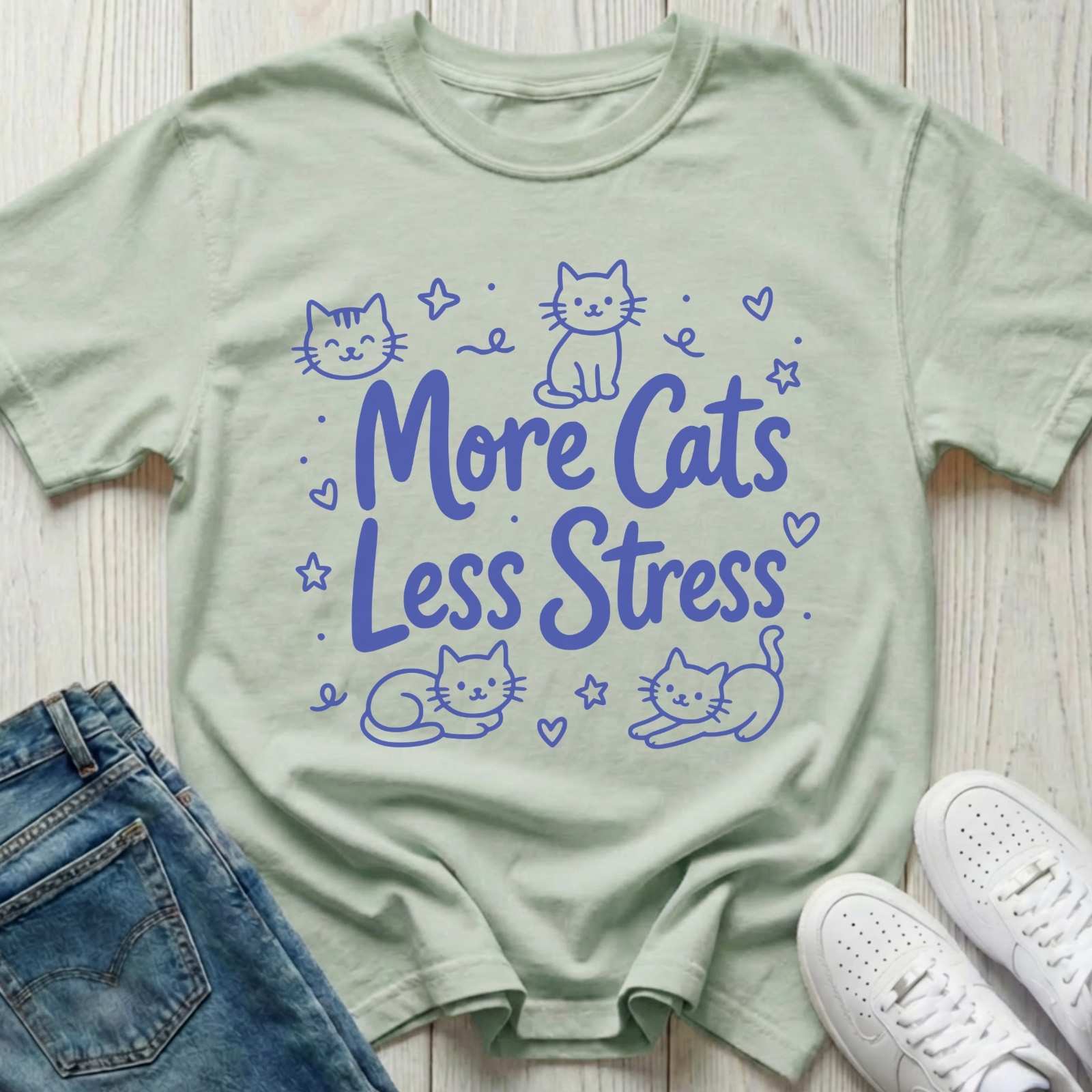 More Cats Less Stress T-shirt