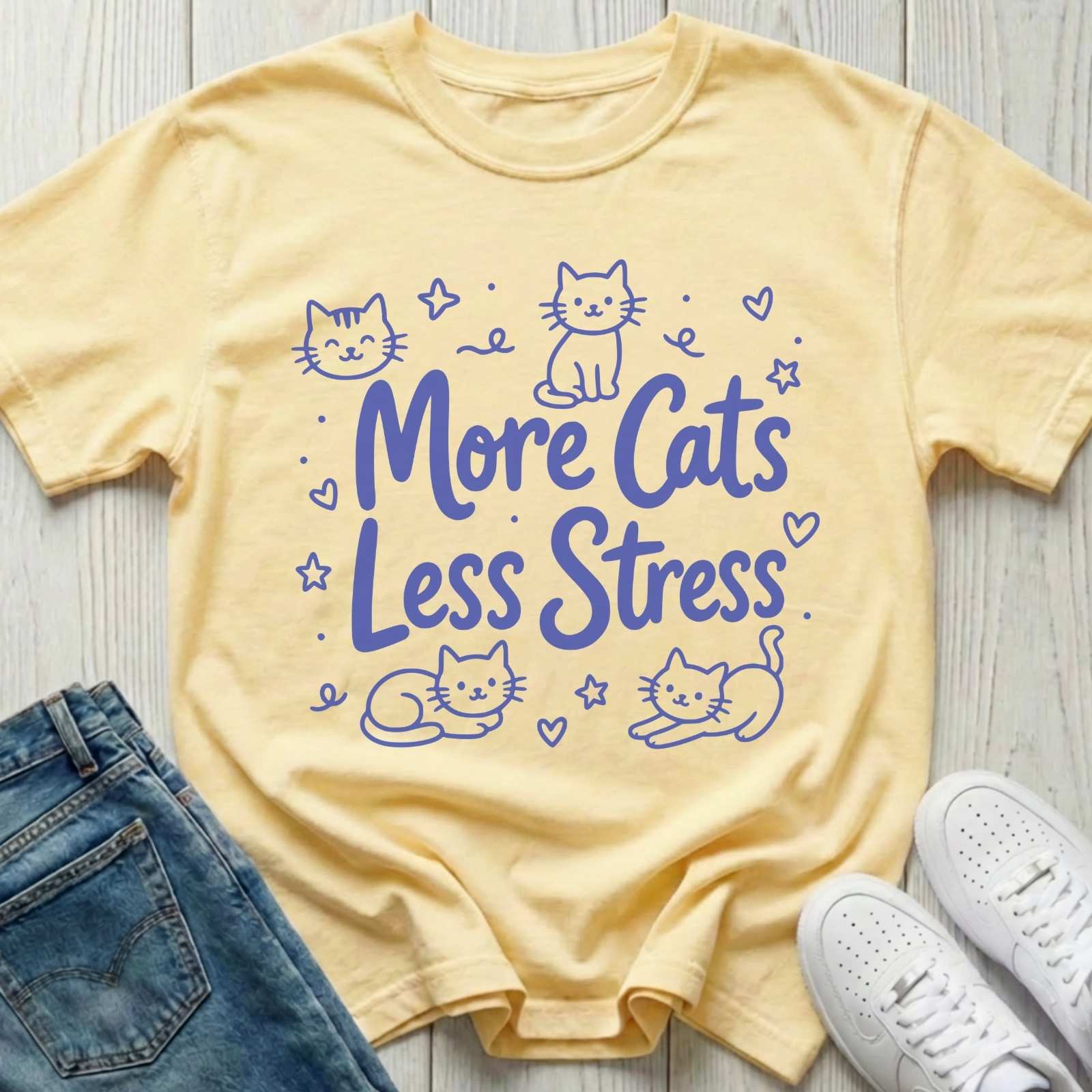 More Cats Less Stress T-shirt