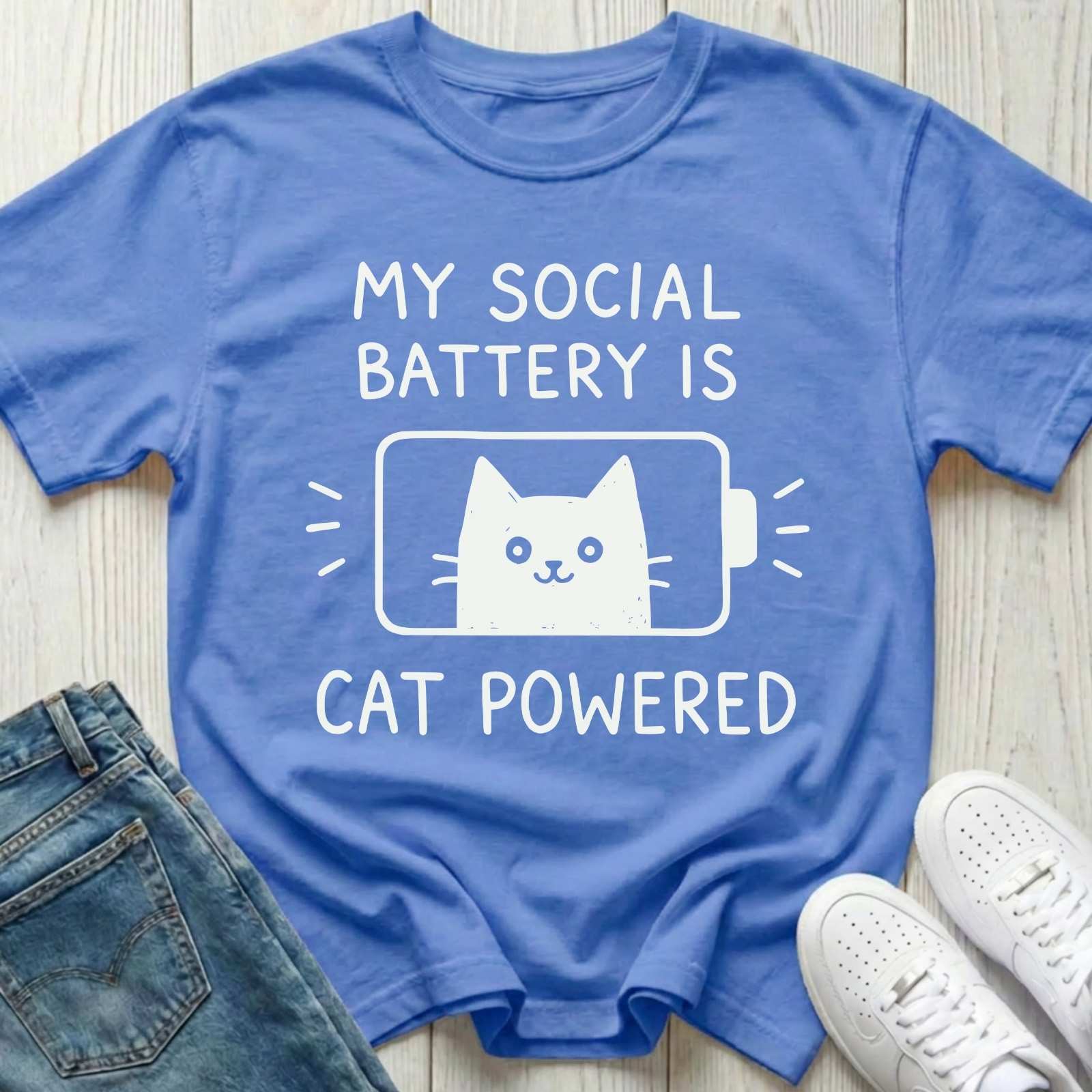 My Social Battery Is Cat Powered T-shirt