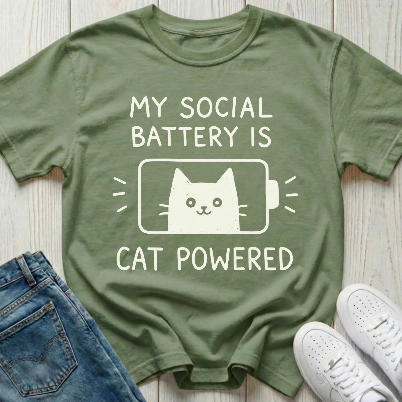 My Social Battery Is Cat Powered T-shirt