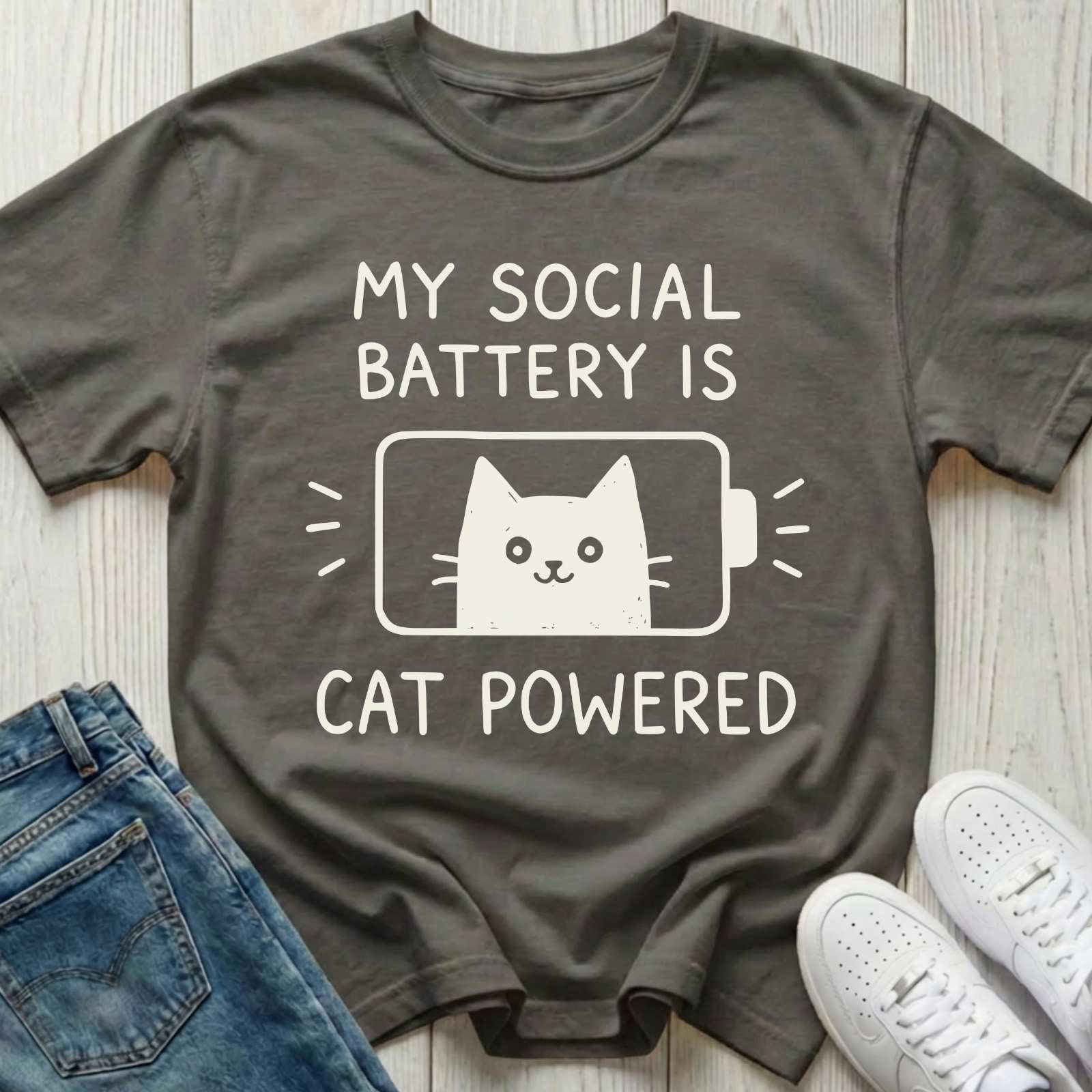 My Social Battery Is Cat Powered T-shirt