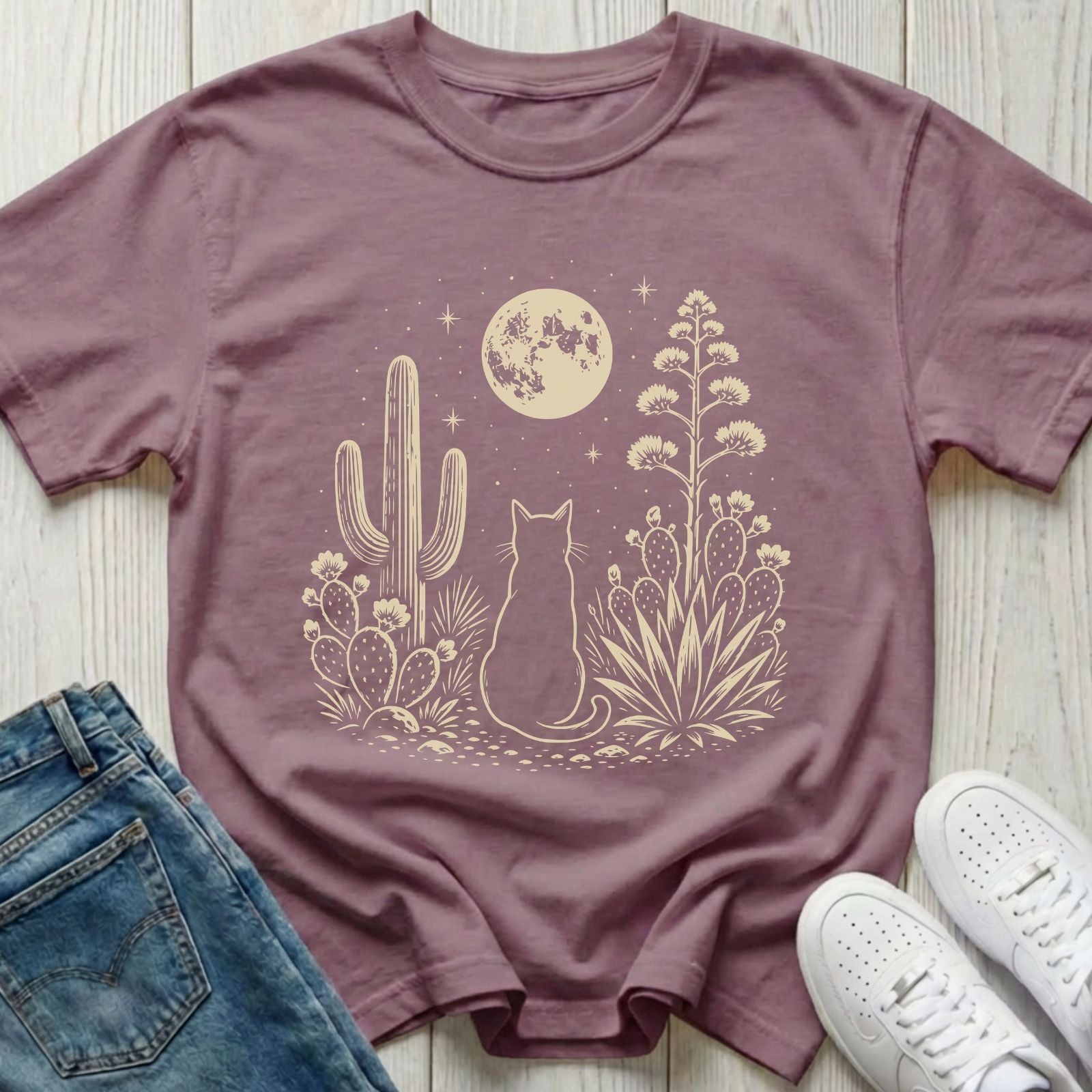 Night Desert Cat T-shirt