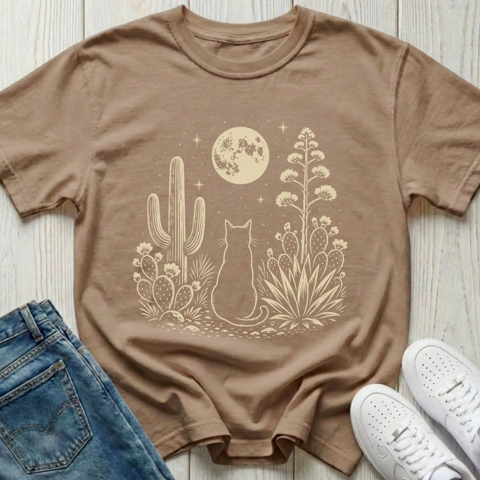 Night Desert Cat T-shirt