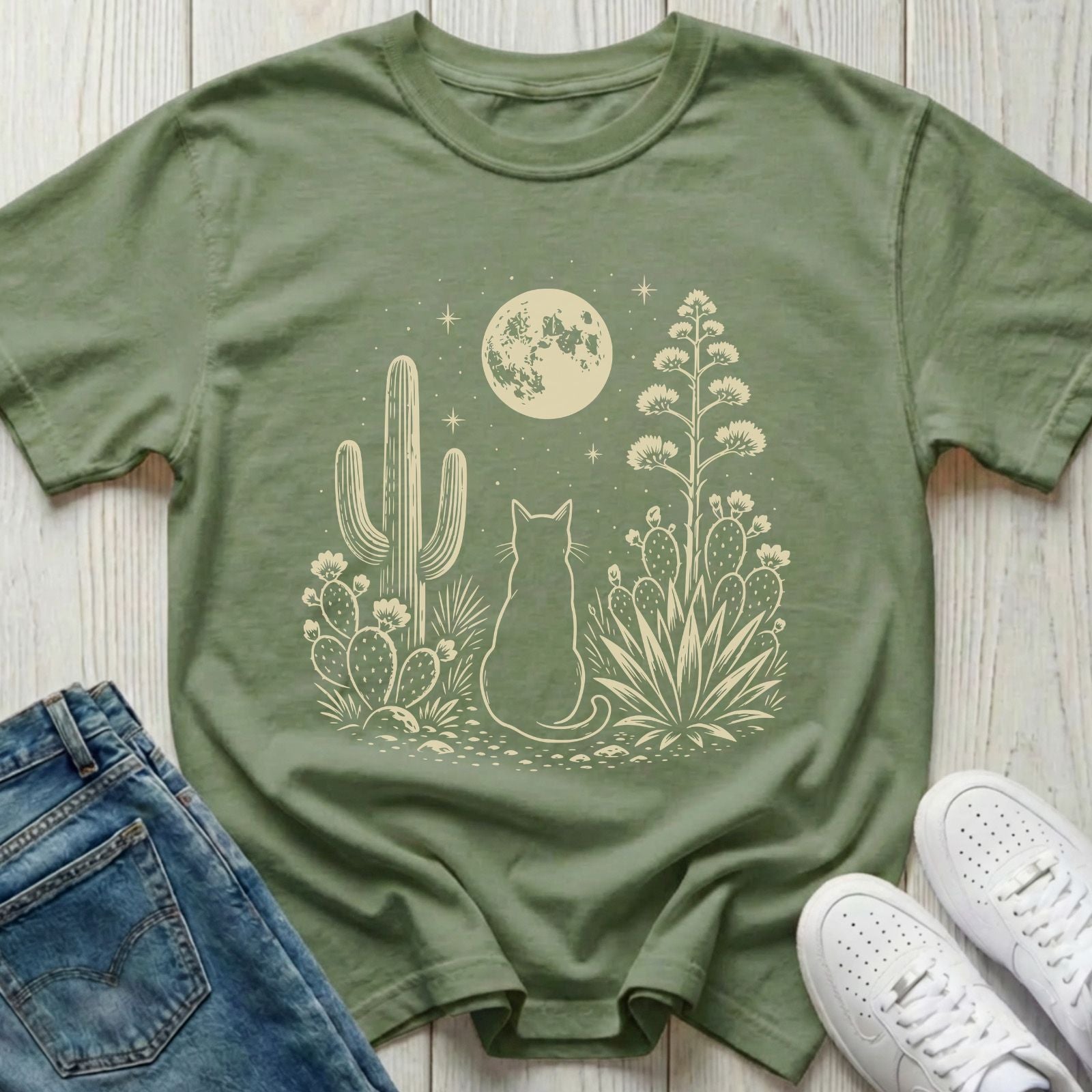 Night Desert Cat T-shirt