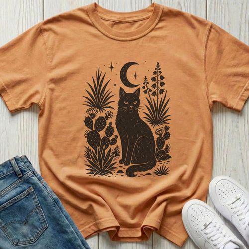 Night Desert Witchy Cat T-shirt
