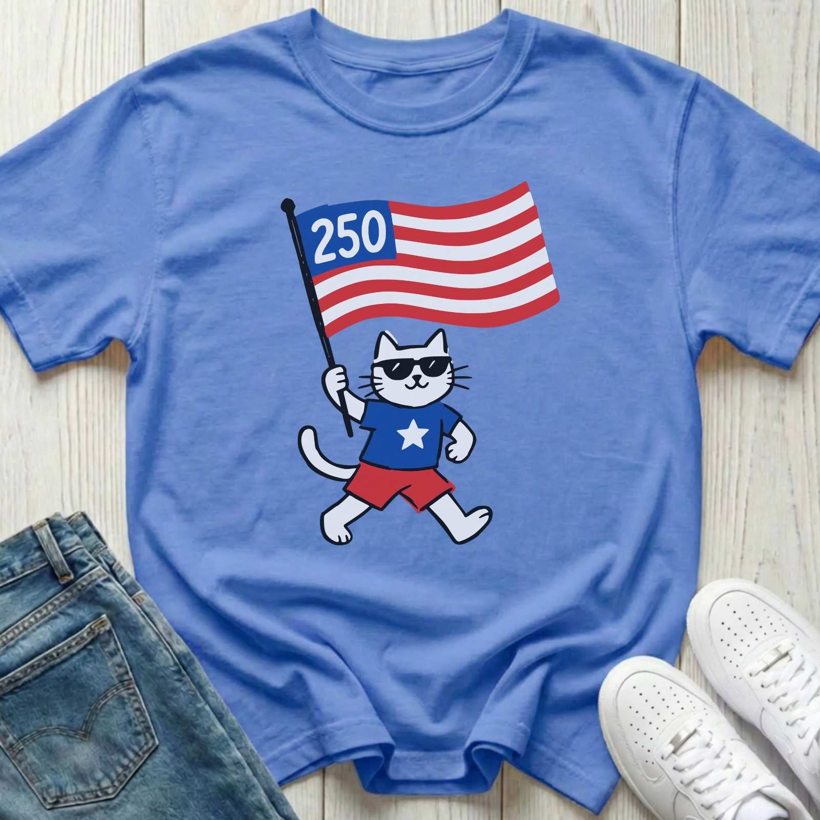 Patriotic Cat America 250 T-shirt