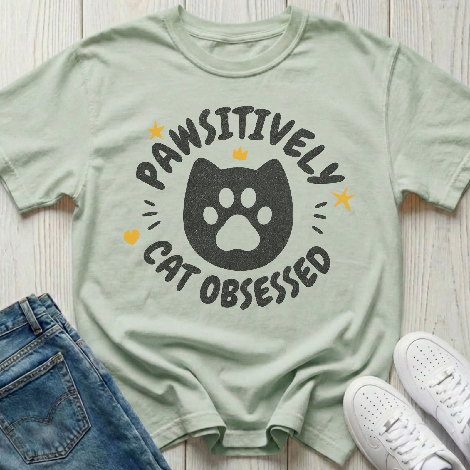 Pawsitively Cat Obsessed T-shirt
