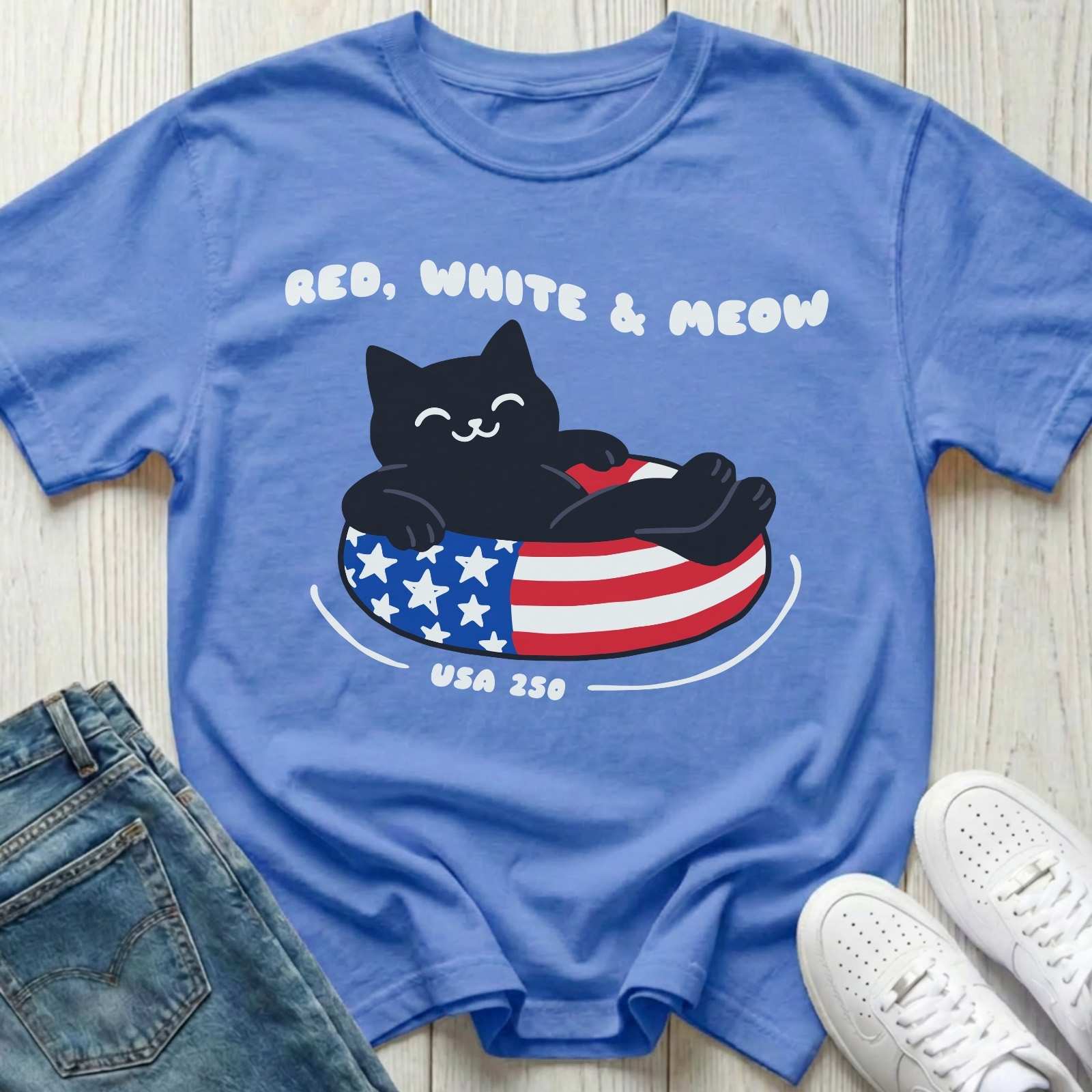 Red, White & Meow T-shirt