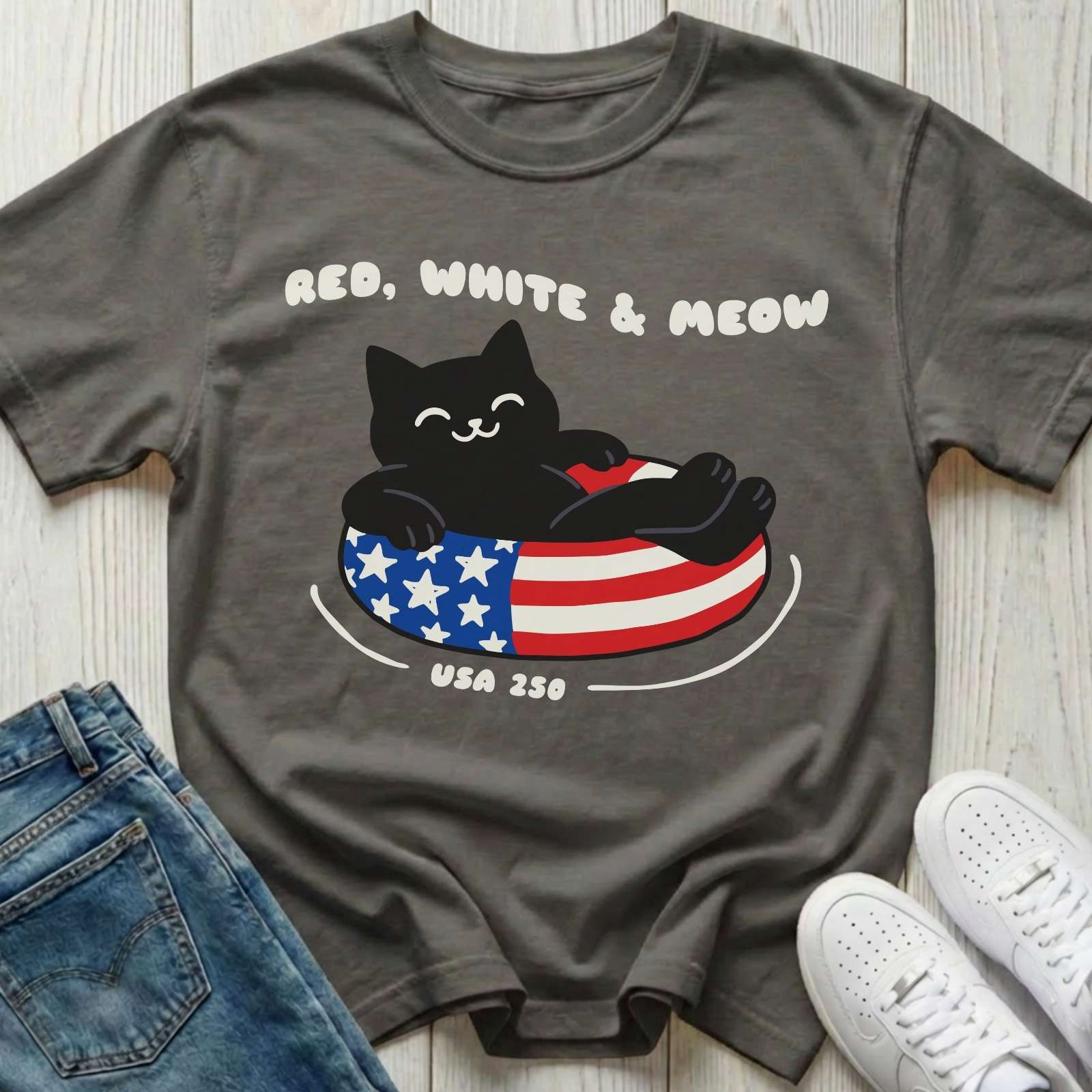 Red, White & Meow T-shirt