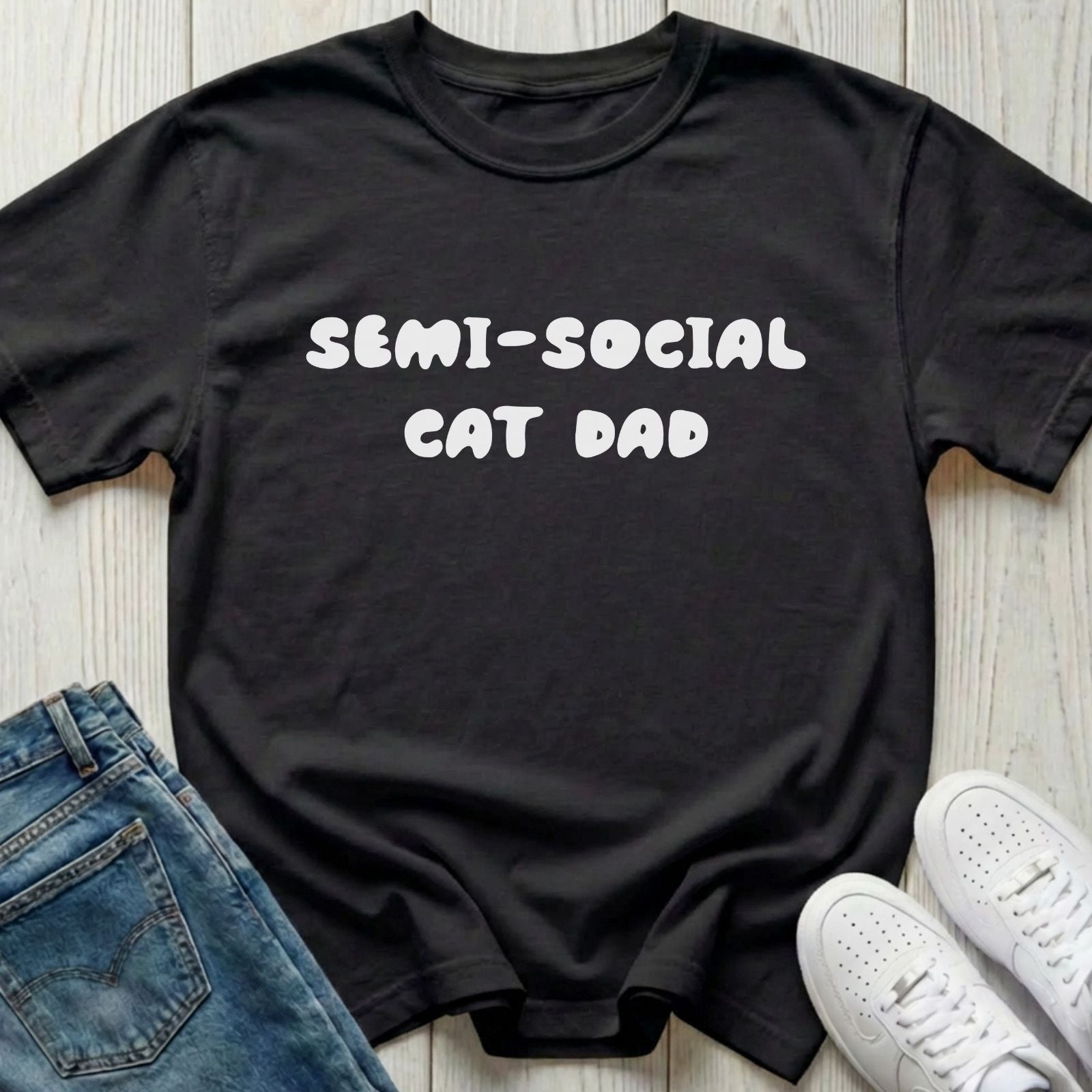 Semi-social Cat Dad T-shirt