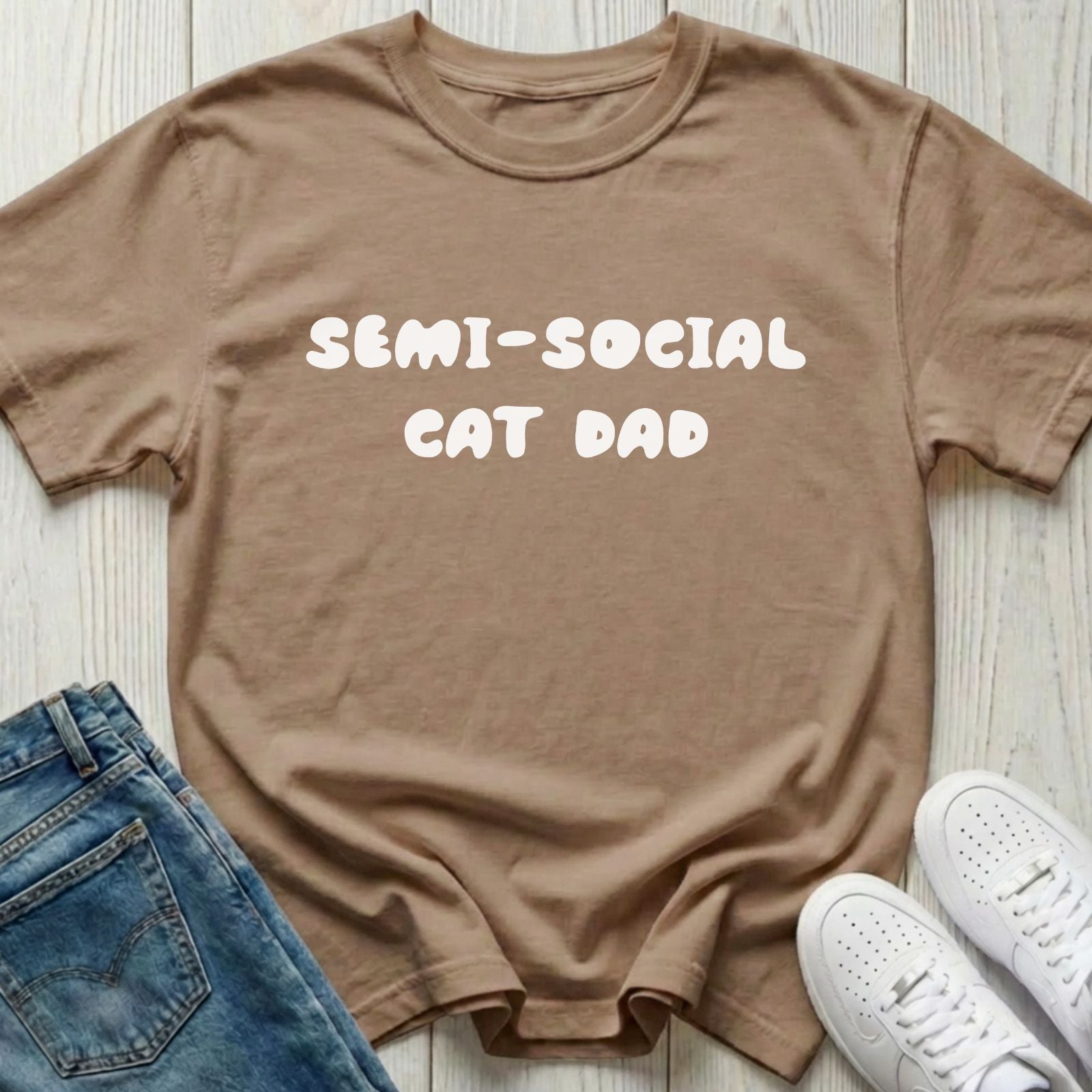 Semi-social Cat Dad T-shirt