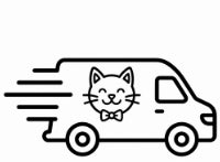 Illustration of a van with a cat face on the side.
