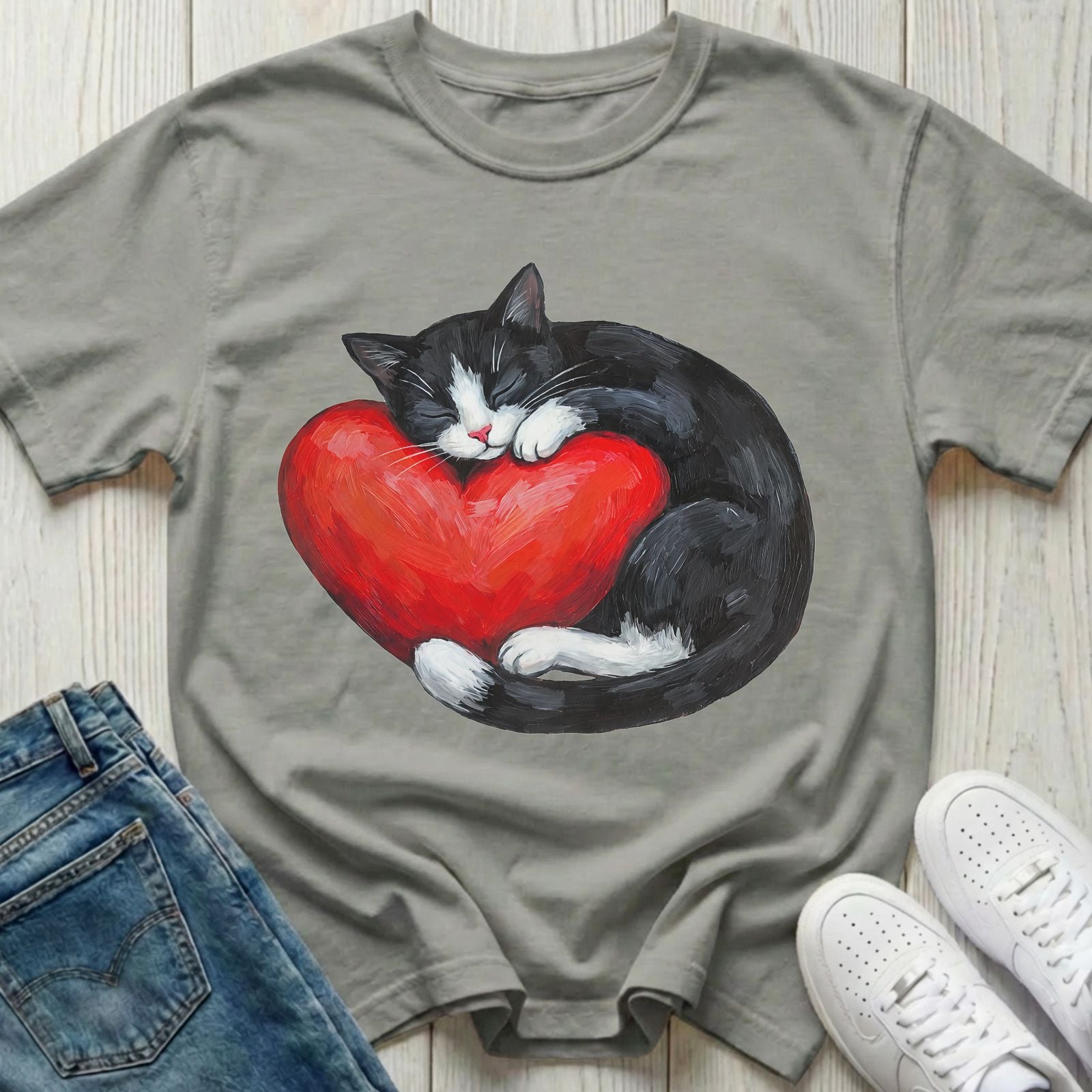 Sleeping Tuxedo Cat T-shirt