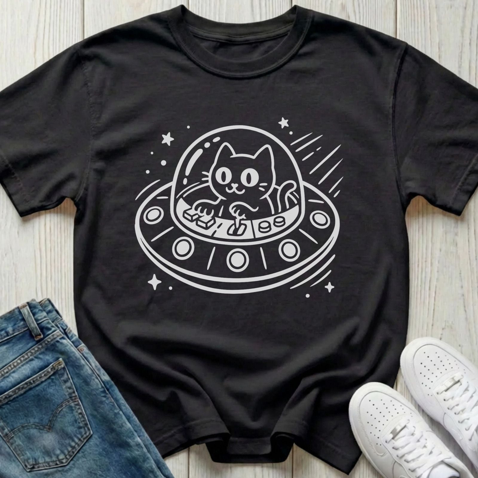 Spaceship Cat T-shirt