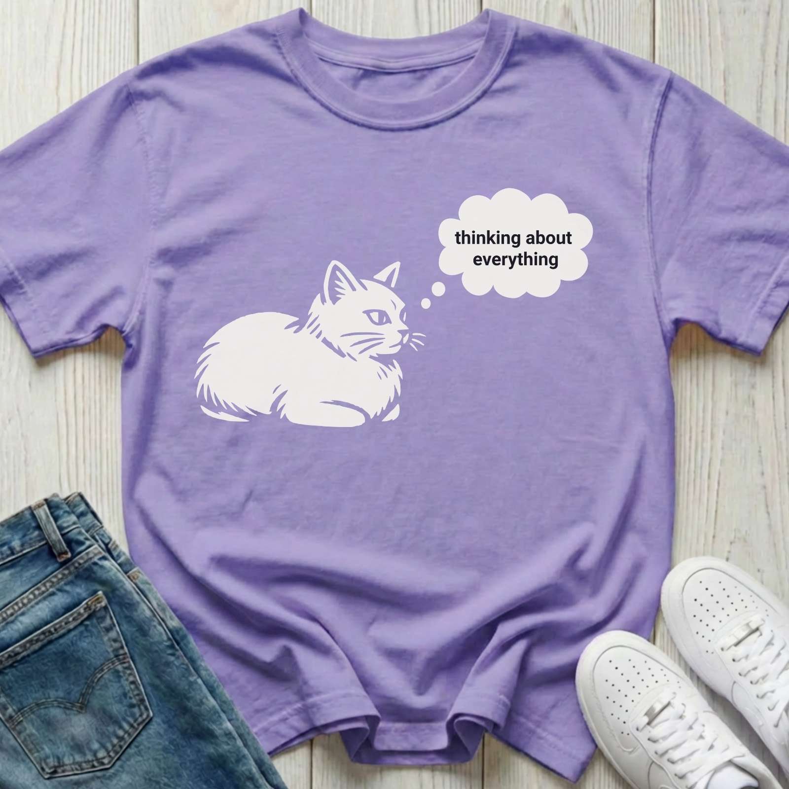 Thinking About Everything Cat T-shirt