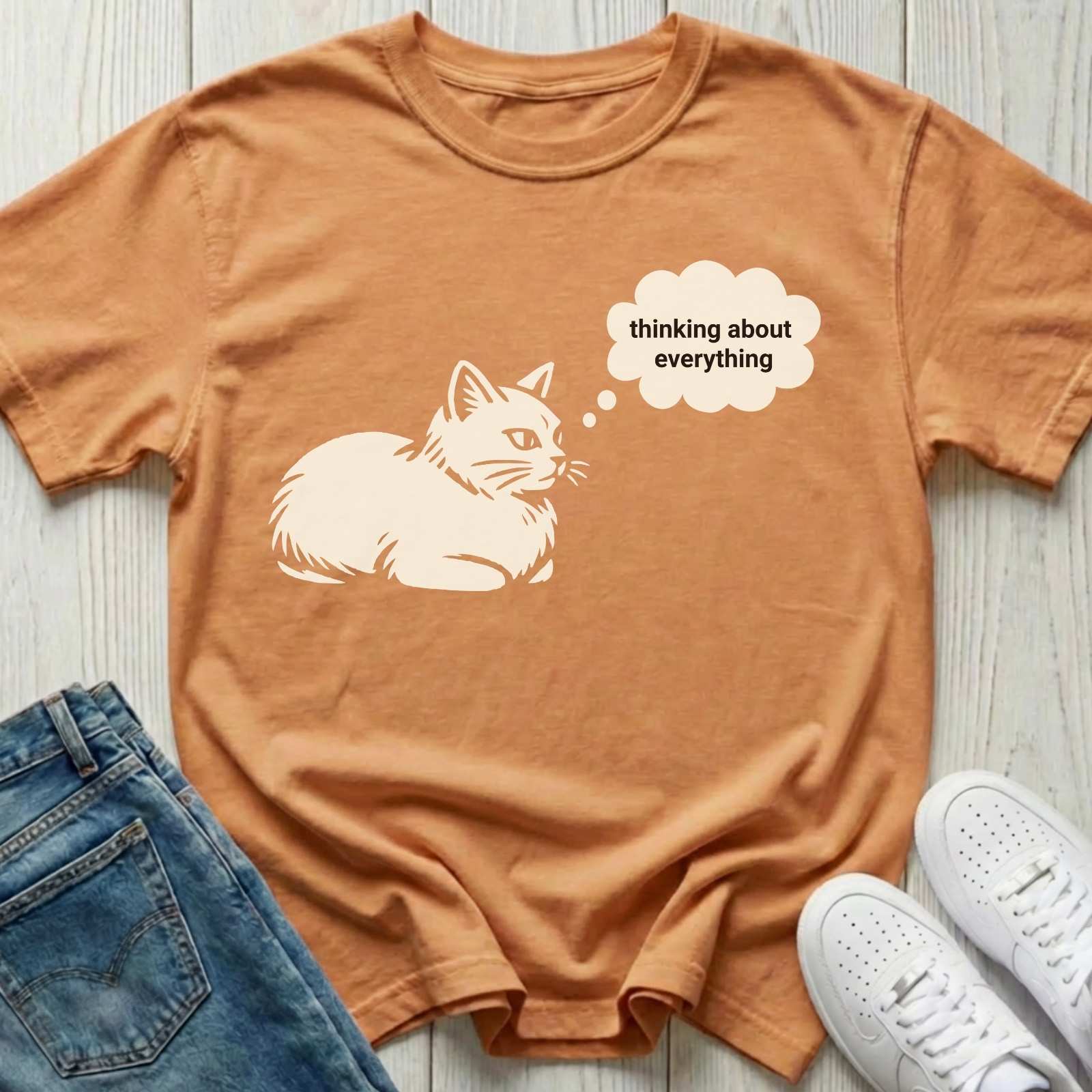 Thinking About Everything Cat T-shirt