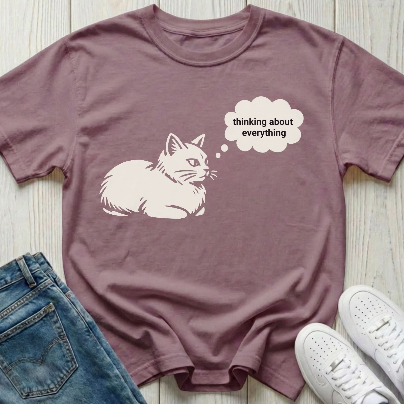 Thinking About Everything Cat T-shirt